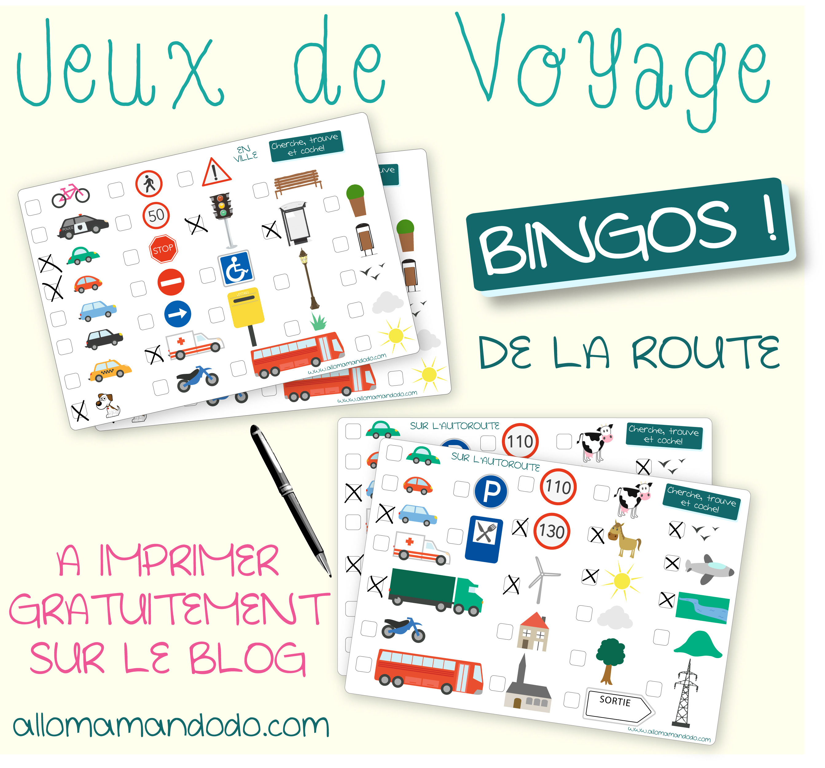 Les Occuper en Voiture: Jeux de Voyage "bingo de la route 