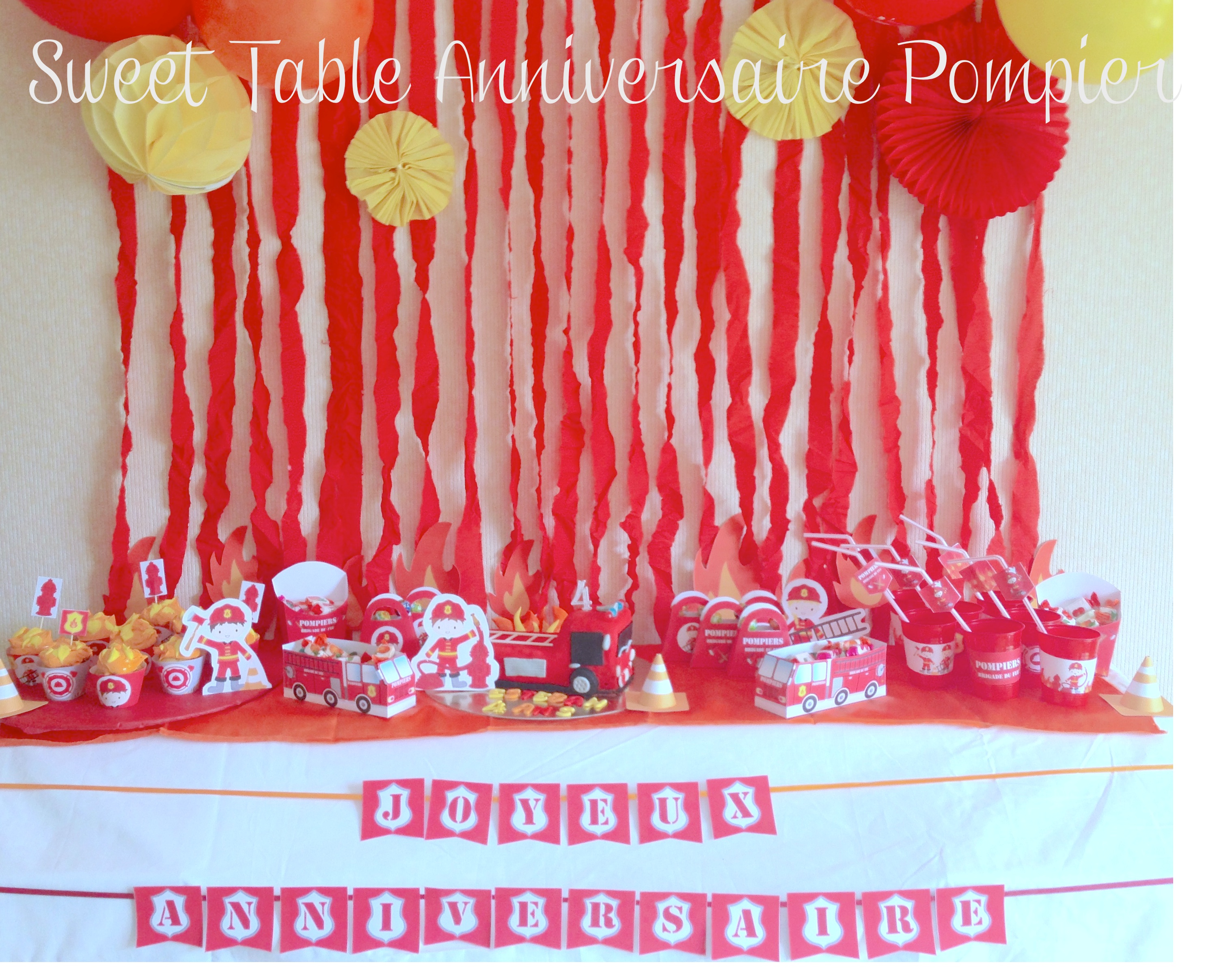 sweet table anniversaire pompier