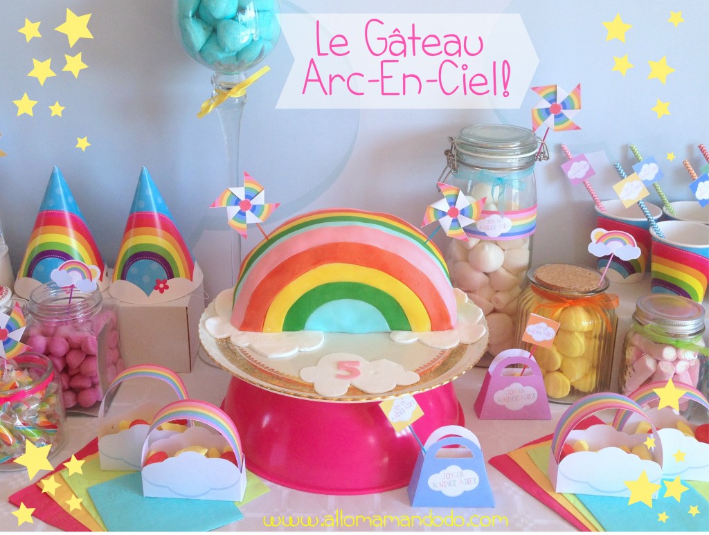 gâteau arc-en-ciel rainbow cake party anniversaire
