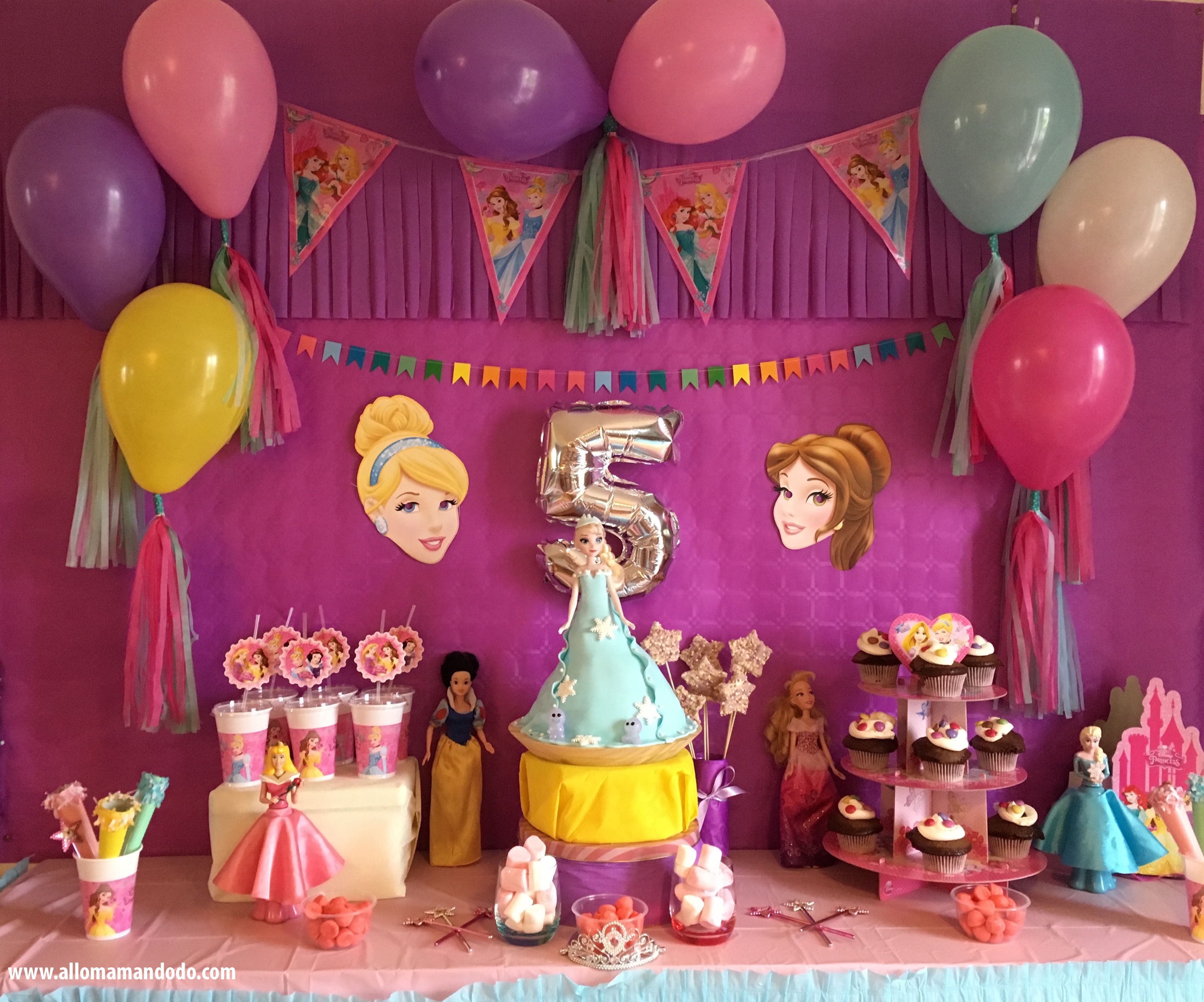 Décoration de fête d'anniversaire princesse Disney, ballons