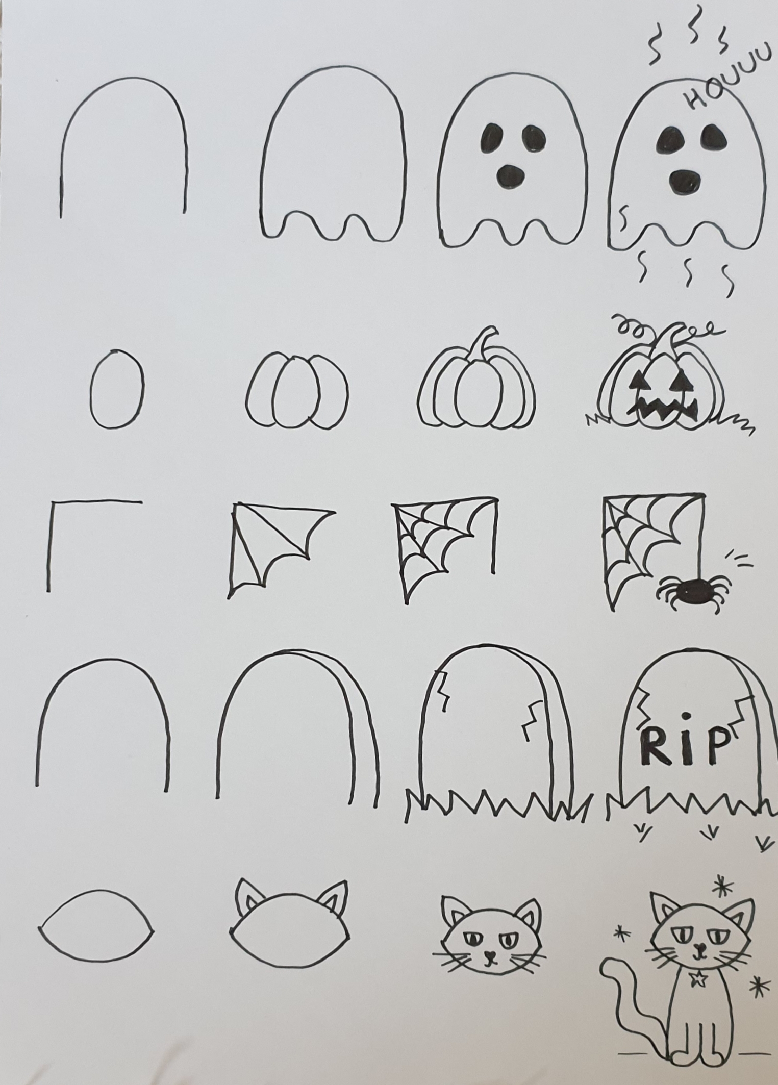 Nos dessins d'Halloween faciles, étape par étape