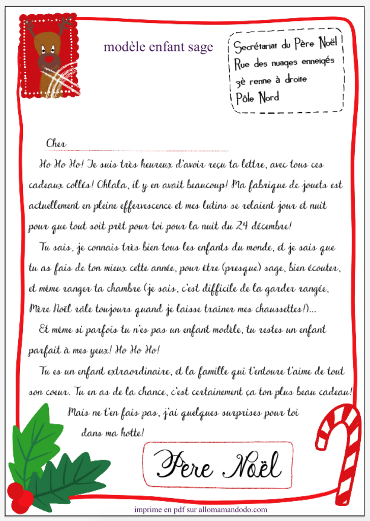 20 modèles de lettres au Père Noël à imprimer : enveloppes et papiers à  lettres